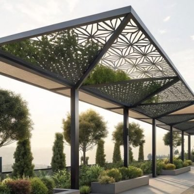 Modern aluminum pergola design for outdoor living space