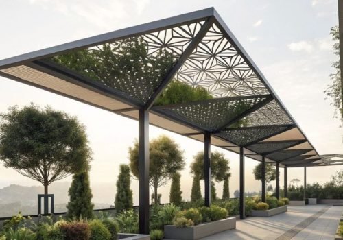 Modern aluminum pergola design for outdoor living space